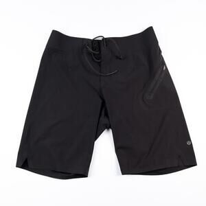 Lululemon Mens Black Training Hybrid Shorts Size 32 Athletic Stretch Zip Pocket